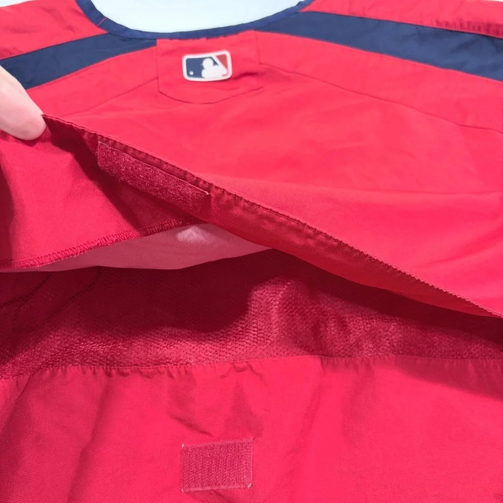 VTG Boston Red Sox Jacket Mens L Red Majestic Baseball MLB Coach Windbreaker